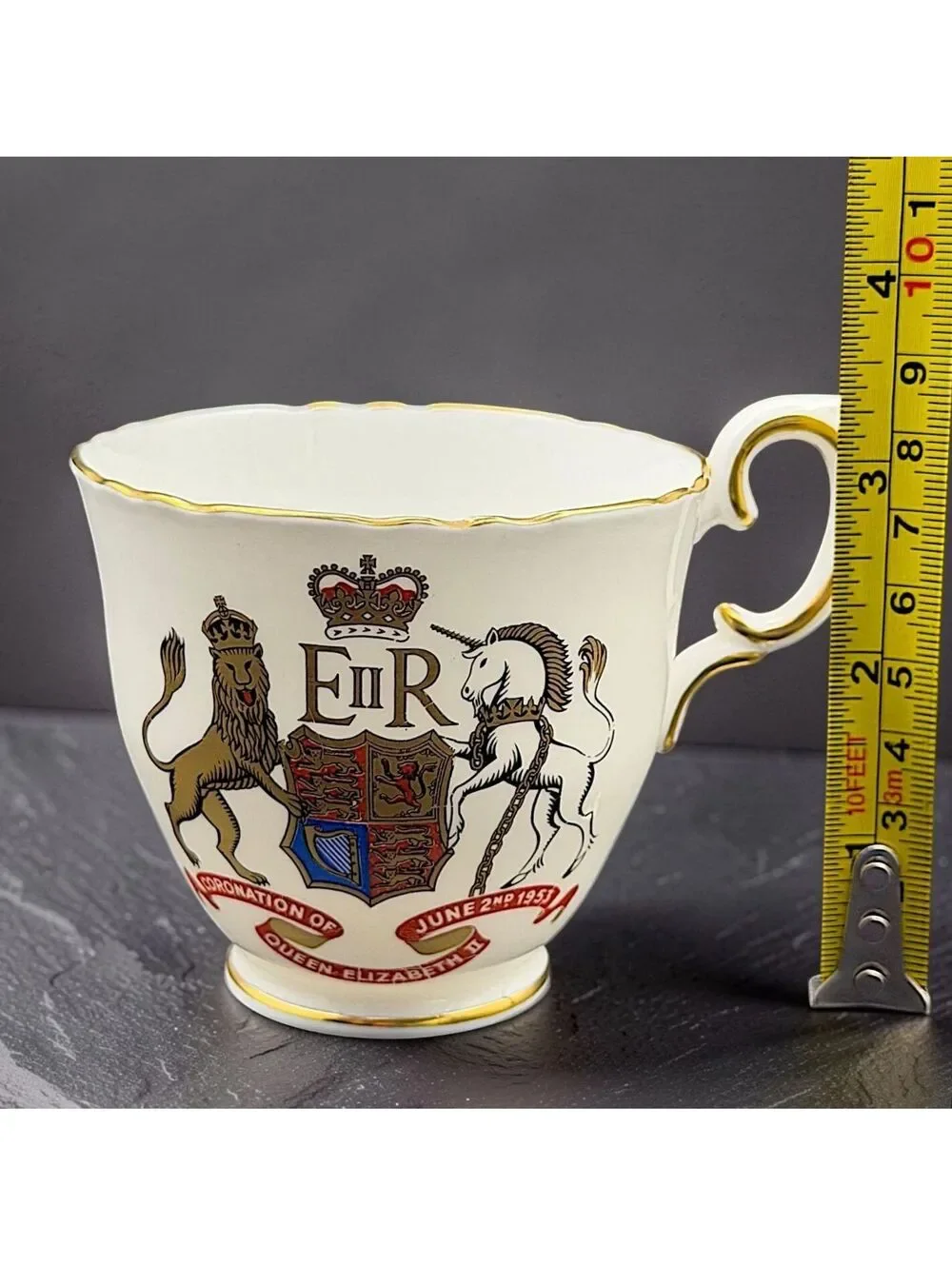 Vtg Crown Staffordshire Queen Elizabeth II Coronation 1953 Cup Saucer Bone China